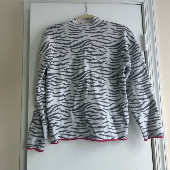 Anthropologie Lizzie Mock Neck Sweater Size L Zebra Print Pink Hem Accents - Picture 3 of 6